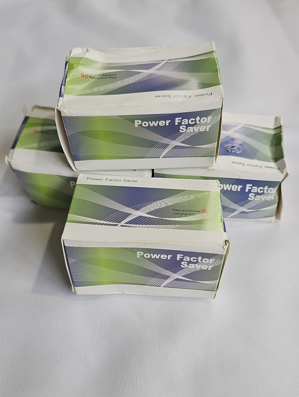 Power Factor Saver Boxes - Green and Blue Packaging - Set of 4